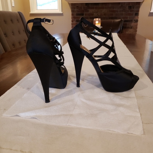 Satin Stilettos with Crystal Embellishments - Picture 10 of 14